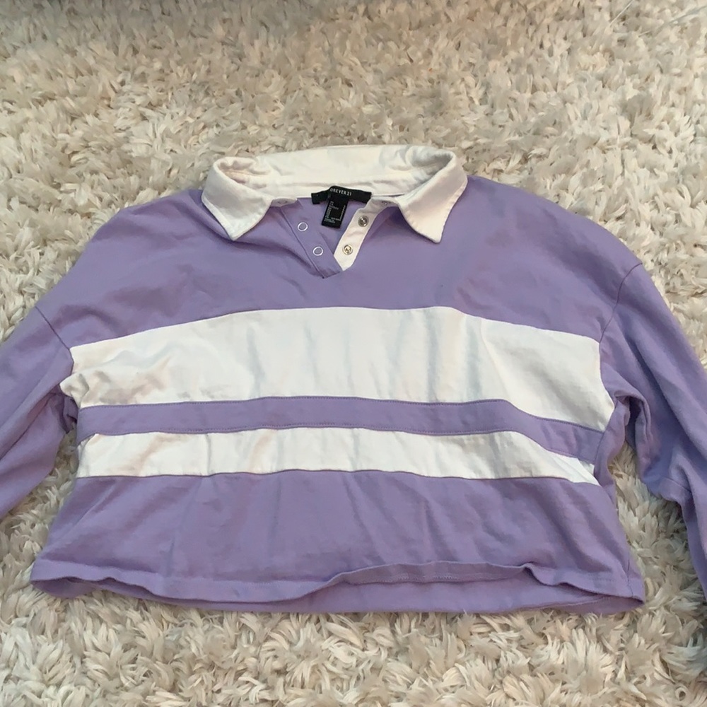 nwot purple collared long sleeve tee